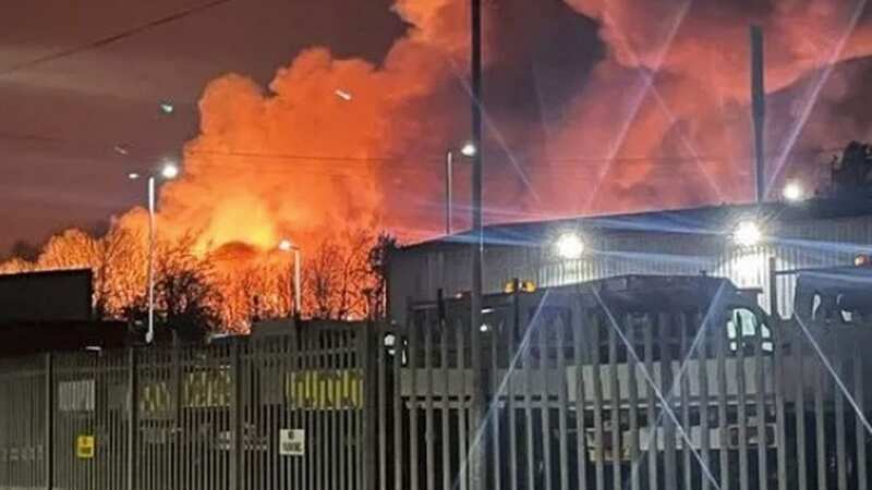 The fire at an industrial estate in Bridgend (Image: Mark Press)