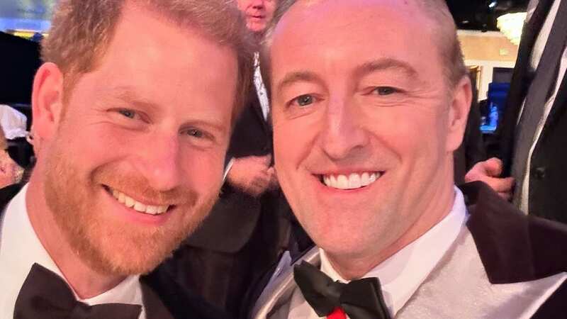 Prince Harry posted for a selfie with Prince Mario-Max Schaumburg-Lippe of Germany