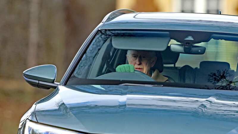 King Charles driving near Sandringham today (Image: Paul Marriott)