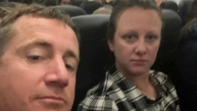 Kirsty with Mark on the plane