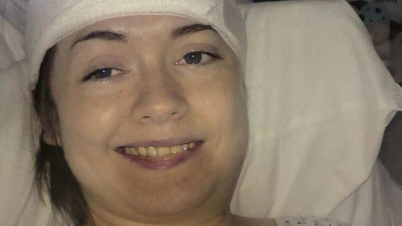 Claire Corser, after the surgery on her brain (Image: Claire Corser / SWNS)