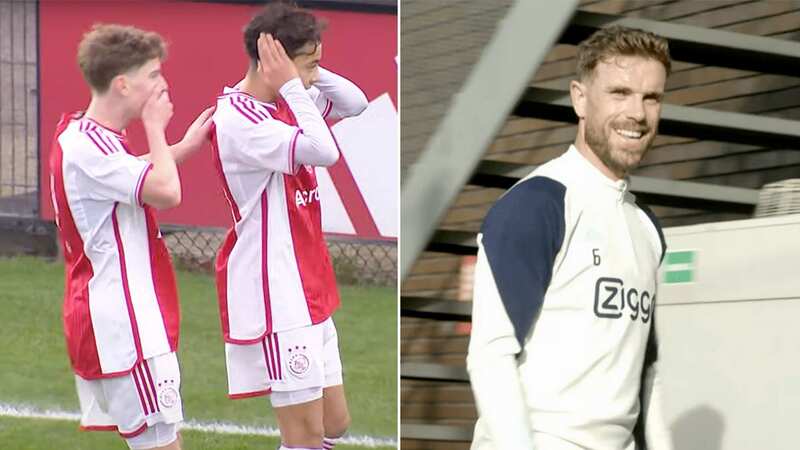 Jordan Henderson was all smiles as he trained with Ajax for the first time (Image: Ajax FC)