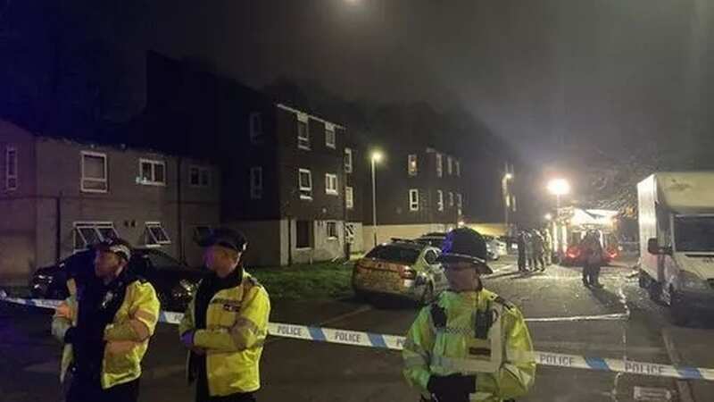 Police are pictured at the scene of the blast in Leicester (Image: LeicestershireLive/BPM)