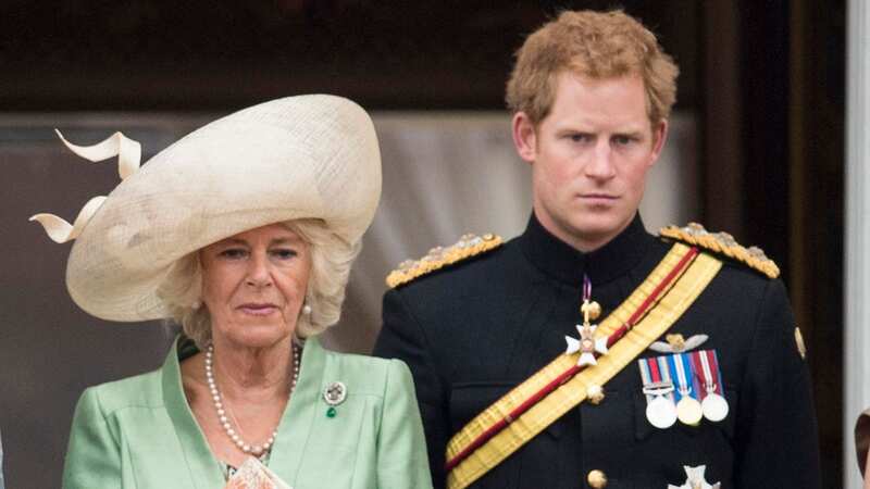 Prince Harry next to Camilla during Trooping the Colour at Buckingham Palace in June 2015 (Image: UK Press via Getty Images)