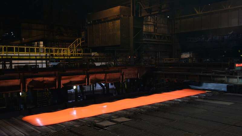 A general view of the inside of the Plate Mill at Tata Steel