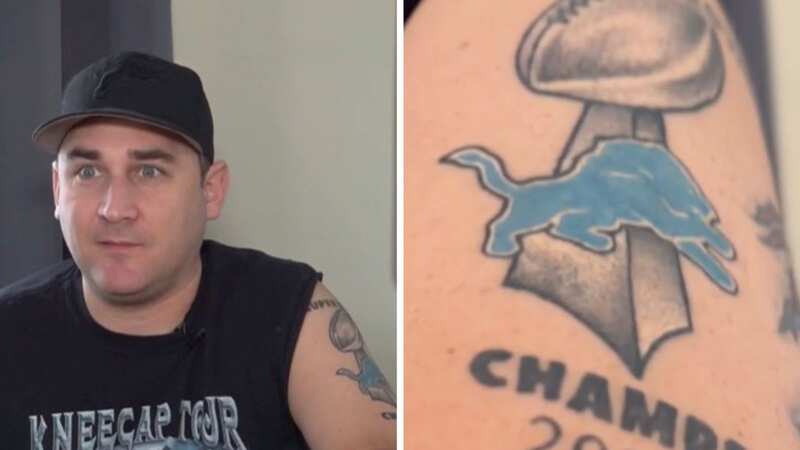 A Lions superfan got a Super Bowl tattoo before the NFL season began (Image: CBS Detroit)