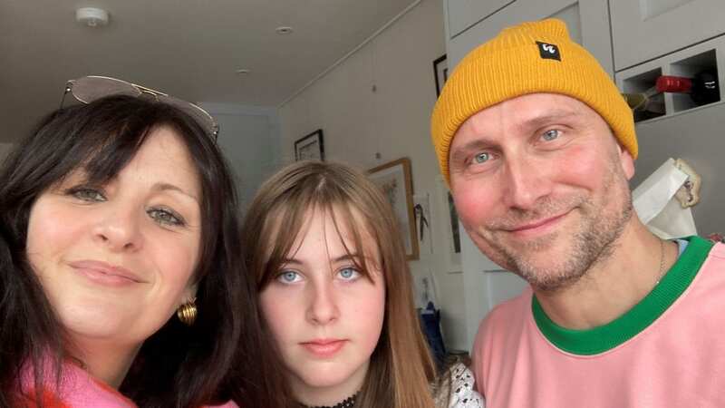 Brain cancer patient Steve Ackroyd with his wife Francesca and daughter Autumn, who tested the world-first blood test which diagnoses brain cancer (Image: PA)
