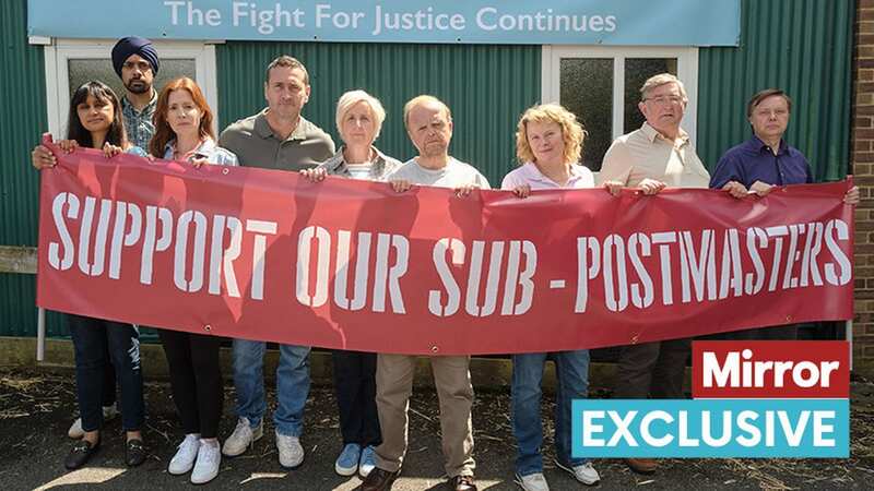 The cast of hit ITV drama, Mr Bates vs The Post Office, pose in a defiant image (Image: ITV)