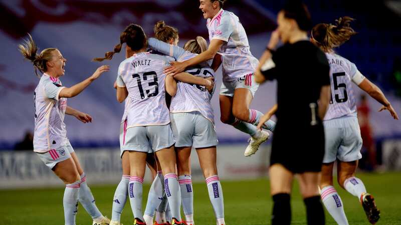 Arsenal celebrate Vivianne Miedema scoring for the first time since December 2022 (Image: Photo by Cameron Smith/Getty Images)