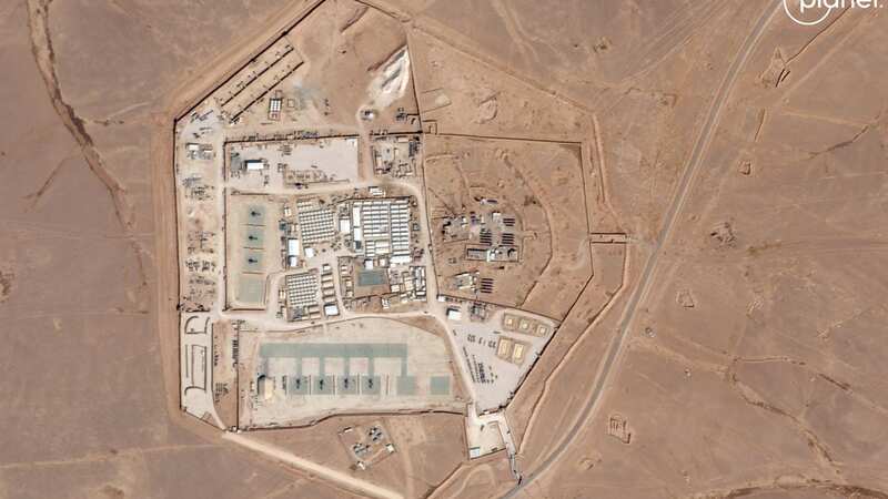 The base is operated by US troops as part of an international coalition against the Islamic State jihadist group (Image: Planet Labs/AFP via Getty Images)