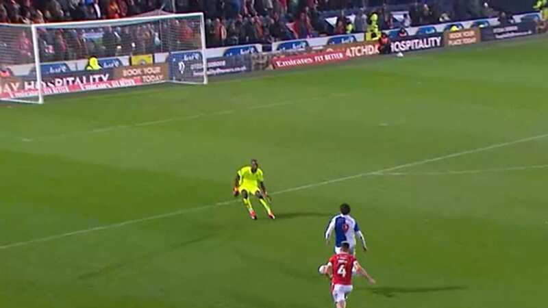 Arthur Okonkwo suffered a nightmare to allow Sam Gallagher to put Blackburn ahead against Wrexham (Image: BBC Sport)