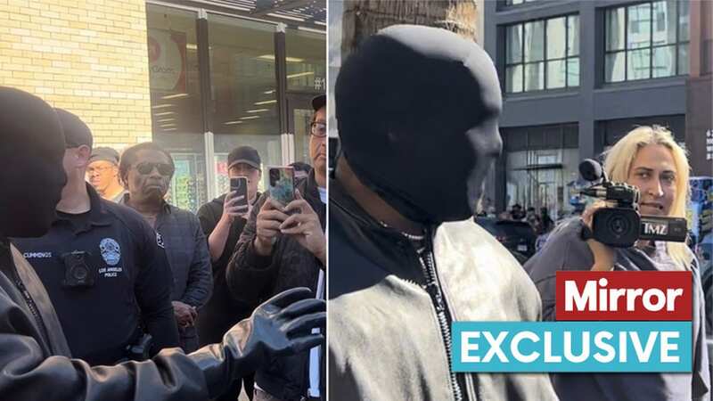 Kanye was confronted by paparazzi as he stepped out on Monday (Image: BACKGRID)