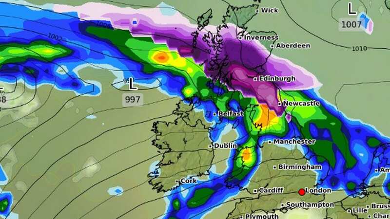 Exact time and place weather maps forecast massive snow blast hitting Britain