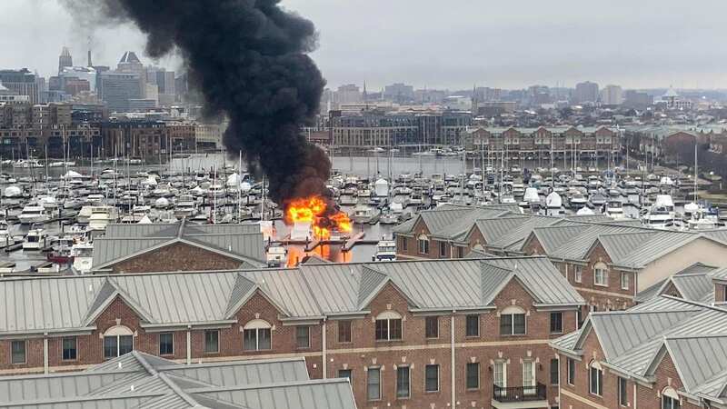 Boats were spotted on fire at Anchorage Marina in Baltimore