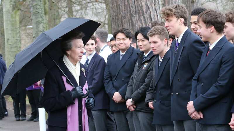 Princess Anne chats to pupils at Gordonstoun School in Scotland (Image: PA)