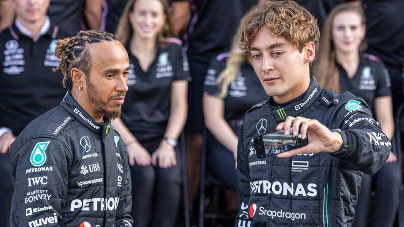 Lewis Hamilton and George Russell take a selfie (Image: Edmund So)