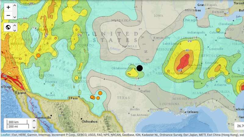 A 5.1 magnitude earthquake occurred near Oklahoma City, centred in Prague