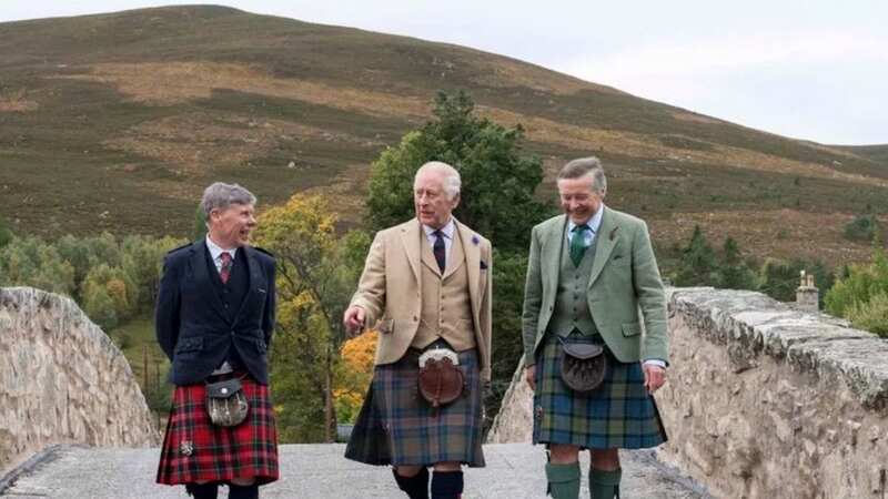 King Charles III, pictured on a different bridge in Aberdeenshire