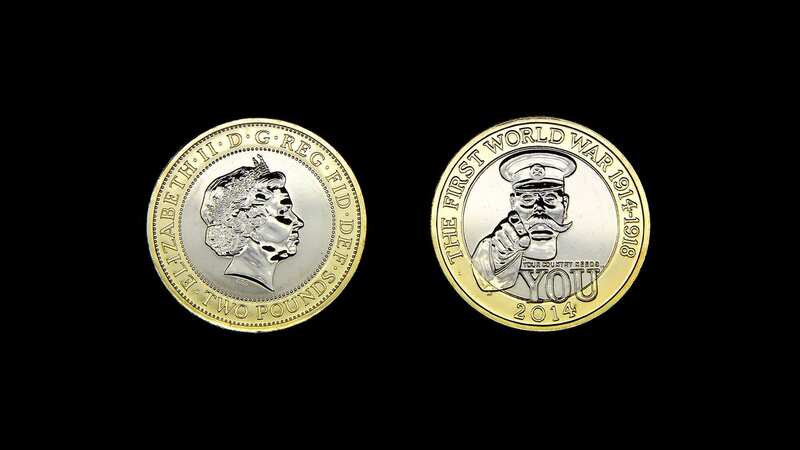 The normal £2 coin has the words "two pounds" on the head side - the coin at auction does not have this (Image: PA)
