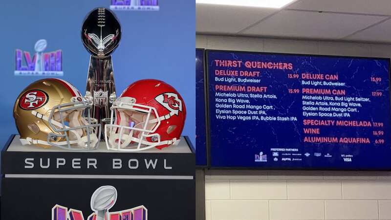 The prices for food and drink at Super Bowl LVIII have been revealed (Image: Mirror US)
