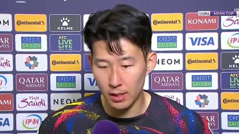 Son Heung-min was devastated after South Korea were knocked out of the Asian Cup (Image: Twitter/beIN SPORTS)