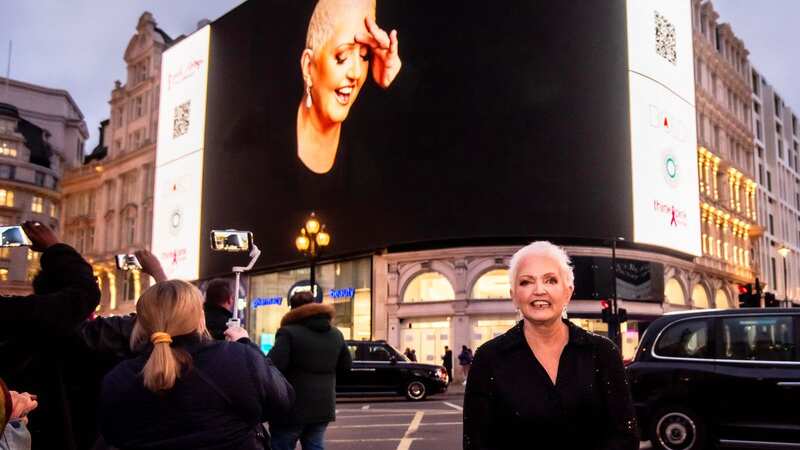 Linda Nolan being projected onto Piccadilly on Friday night (Image: Kelly Reeves Photography)
