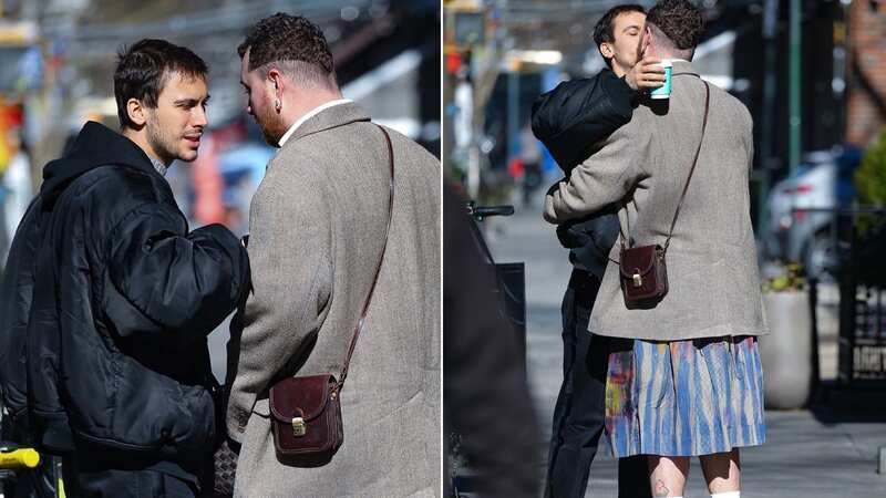 Sam Smith cuts stylish figure in blue skirt during loved-up display with partner