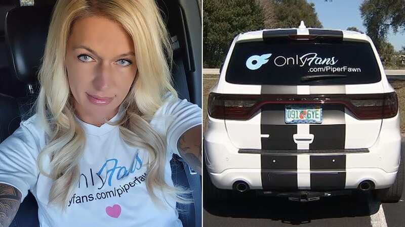 Fellow parents have complained that the mum-of-three is promoting porn by advertising her OnlyFans account on the boot of her car (Image: WFTV9)