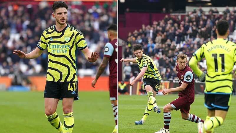 Declan Rice refused to celebrate after scoring against West Ham (Image: Arsenal FC via Getty Images)