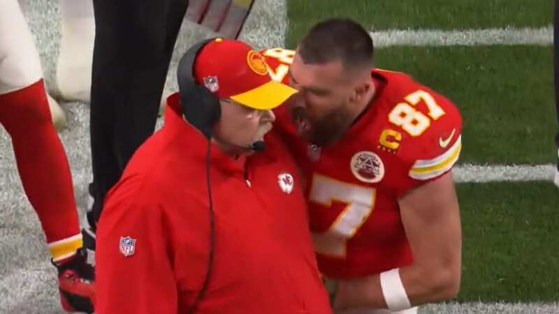 Travis Kelce raged at Andy Reid after the Chiefs lost a fumble in the redzone (Image: CBS)
