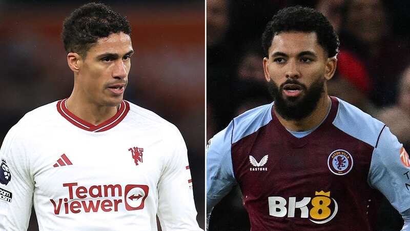 Man Utd defender Raphael Varane makes his feelings known to Douglas Luiz, of Aston Villa, while his team-mates celebrate in front of their fans. (Image: Reddit)