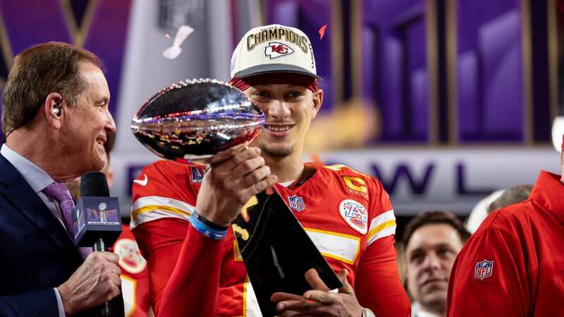Patrick Mahomes earned a major base salary rise as the Kansas City Chiefs won the NFL Super Bowl 58 football game against the San Francisco 49ers (Image: Getty)