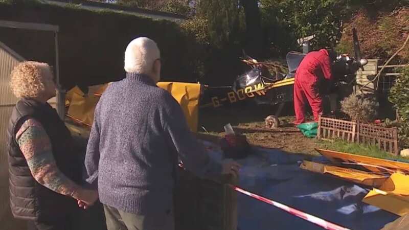 A light-aircraft crashed into a back garden on Anglesey (Image: ITV)