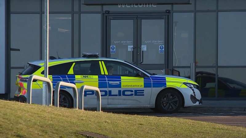 Police outside the leisure centre in Aberdeen (Image: STV News)