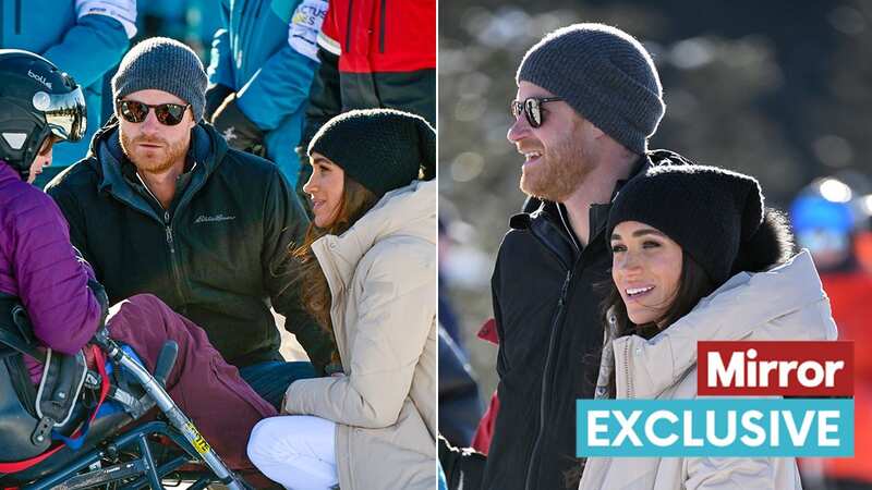 Harry and Meghan beamed as they walked across the snowy terrain