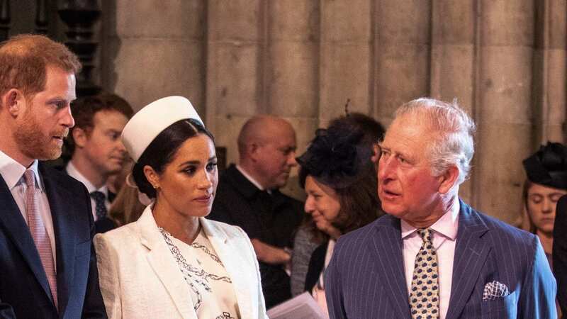 Harry and Meghan with King Charles (Image: POOL/AFP via Getty Images)