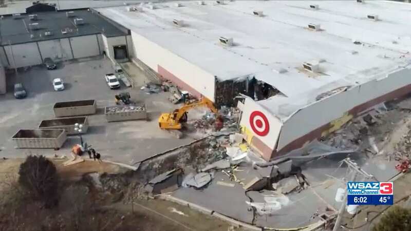 Target store slides down hill in bizarre video as homeowners forced to evacuate