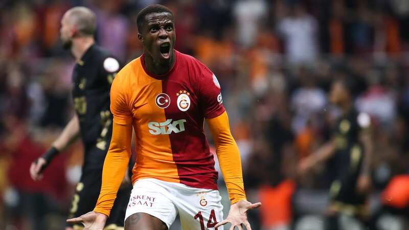 Wilfried Zaha celebrates scoring his first goal for Galatasaray (Image: Getty Images)