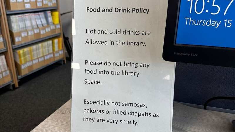 The sign was put up at a York and Scarborough Teaching Hospitals NHS Foundation Trust library (Image: TWITTER)