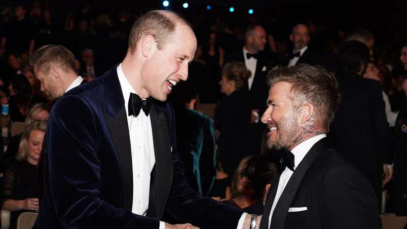 The Prince of Wales, president of Bafta, talks with David Beckham at the Bafta Film Awards 2024 (Image: PA)