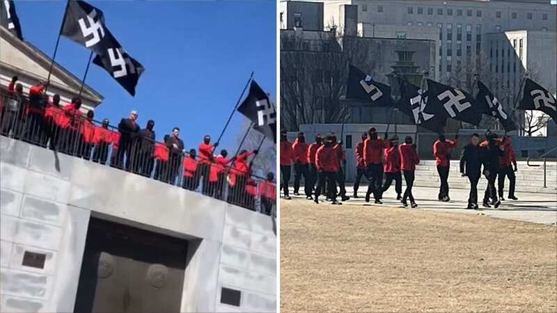 The Nazi group that previously protested at DisneyWorld has been seen flying Nazi flags on the state