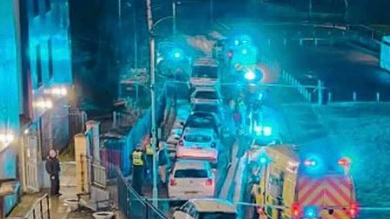 The heavy emergency service response at the scene last night (Image: MEN)
