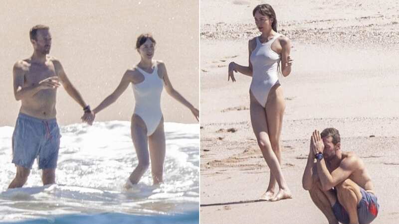 Dakota Johnson and Chris Martin, the smitten couple of eight years, have stripped off on a Mexican beach (Image: HEM / BACKGRID)
