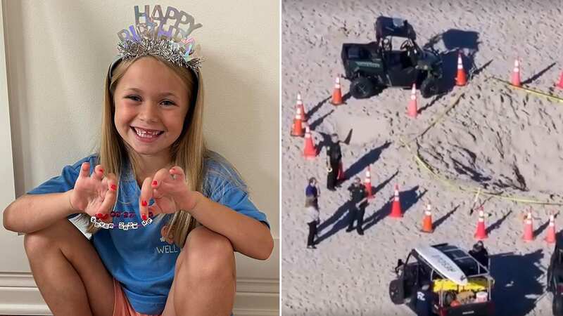 Sloan Mattingly, 7, tragically died after she and her brother dug a hole at a beach in Florida that collapsed on them (Image: Jason Mattingly/Facebook)