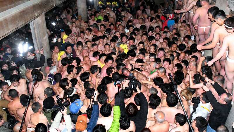 For a thousand years the naked men would lock horns (Image: The Asahi Shimbun via Getty Imag)