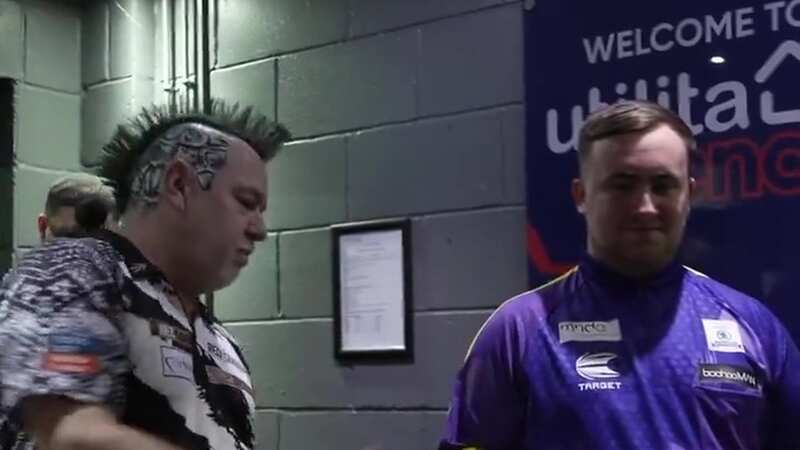 Peter Wright and Luke Littler had an awkward moment after their match in Newcastle (Image: OfficialPDC/X)