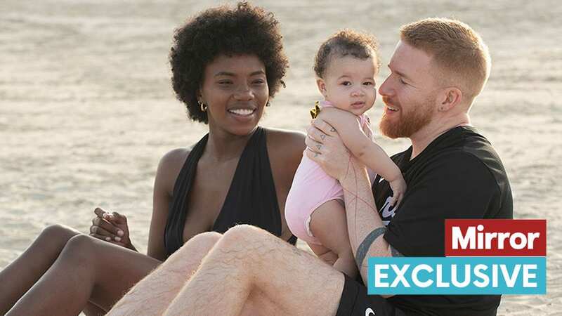 Neil Jones and his fiancée Chyna Mills with their new baby Havana on her first holiday to Dubai (Image: SplashNews.com)