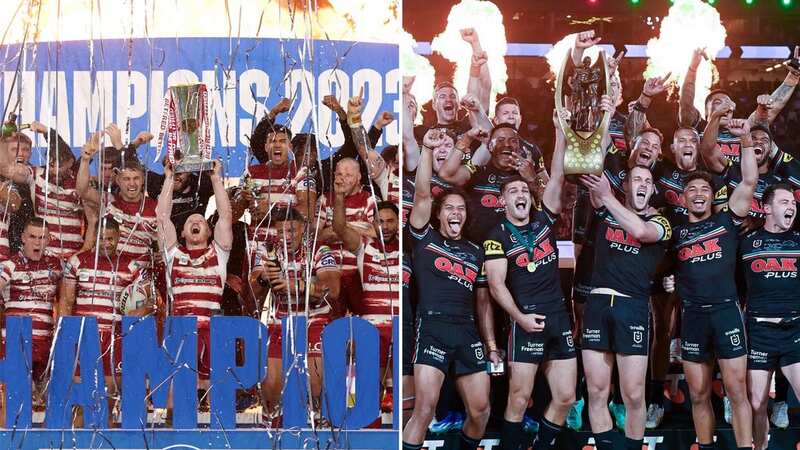 Wigan Warriors, left, win the Super League Grand Final and now take on NRL champions Penrith Panthers, right, in the World Club Challenge