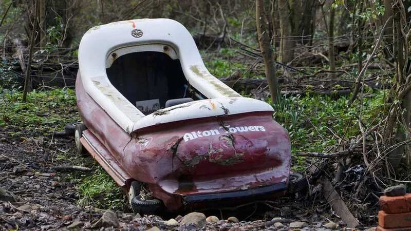 An Alton Towers log flume has mysteriously washed up in Sheffield (Image: Oli Constable/BBC)
