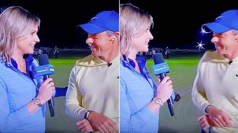 Rory McIlroy reacted awkwardly during an on-course interview with Kathryn Tappen